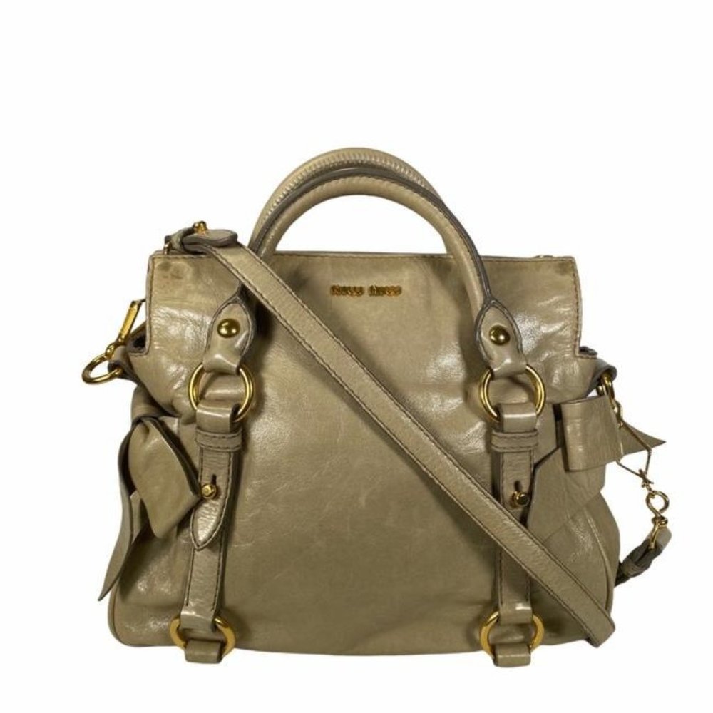 Miu Miu Beige Leather Cross Body Bag